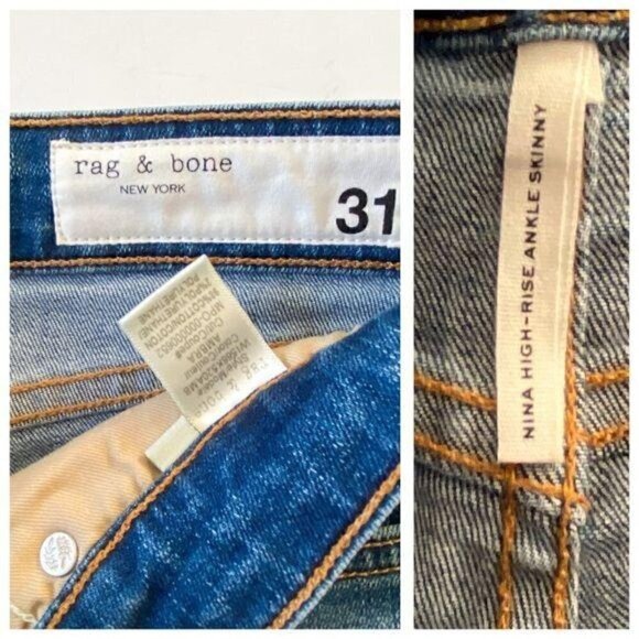 NWT Rag &‎ Bone Jeans Nina High Rise Ankle skinny Jeans, Size 31 - Picture 10 of 16